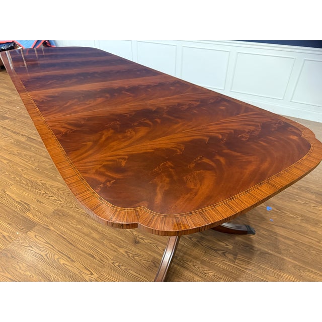 2020s Classic Scallop Cornered Mahogany Dining Table by Leighton Hall - Showroom Sample For Sale - Image 5 of 14
