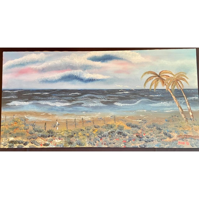 Blue 1990s “Sunset in St. Teresa” Original Oil on Canvas Seascape Painting For Sale - Image 8 of 8