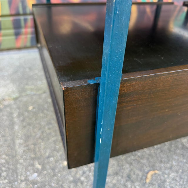 Mid-Century Moderm Vista Furniture California Nightstands With Leather Pulls Walnut Laminate For Sale - Image 11 of 12