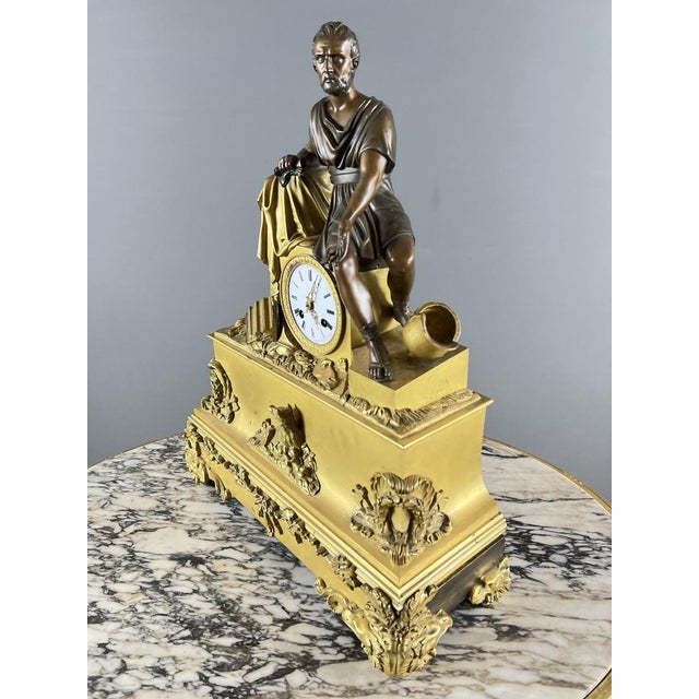 Early 19th Century Empire Clock in Gilt and Patinated Bronze For Sale - Image 10 of 11