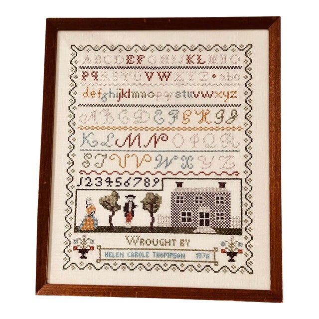 Vintage Signed 1976 American Sampler For Sale