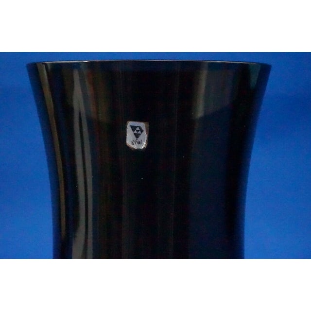 Vintage Vase in Black Smoked Glass from the Gral Crystal Manufactory, Germany, 1950s For Sale - Image 16 of 18