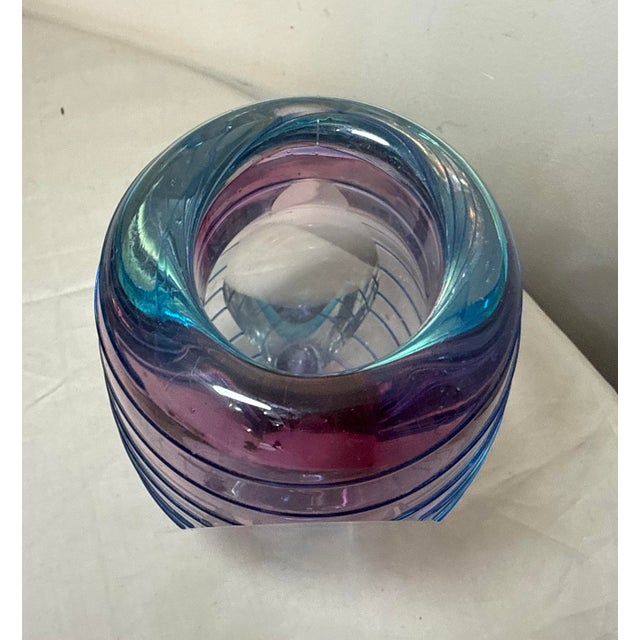 High Quality Vintage Hand Blown Italian Murano Signed Art Studio Glass Vase For Sale - Image 11 of 14