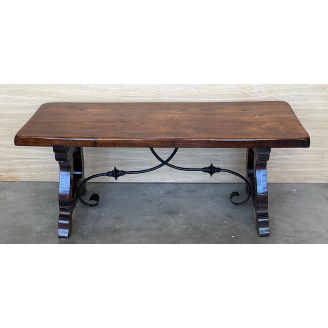Early 20th Century Spanish rectangular coffee table with lyre Legs For Sale - Image 18 of 18