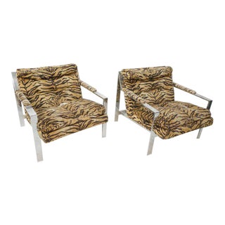 Cy Mann Lounge Chairs in the Style of Milo Baughman, Set of Two For Sale