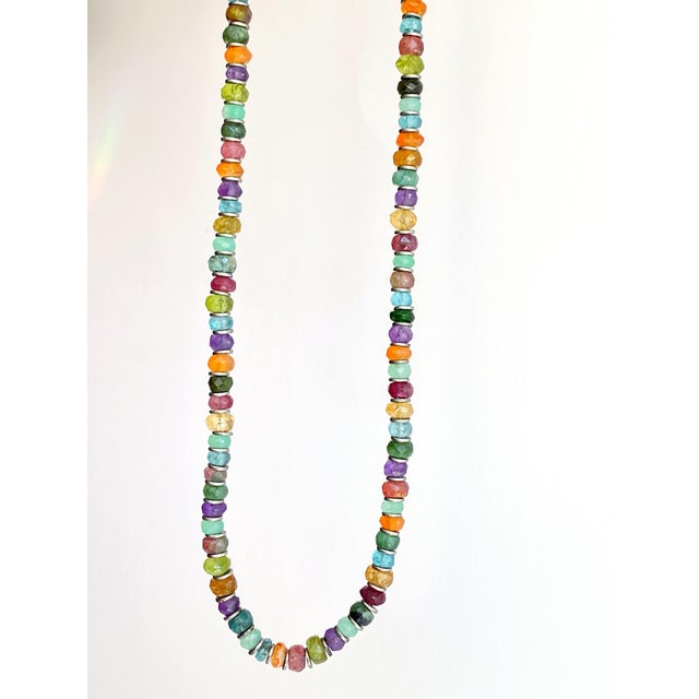 Gemstone Artisan-Crafted Multicolor Tourmaline Necklace & Bracelet With Watermelon Tourmaline and Verdigris Patinated Copper For Sale - Image 7 of 17