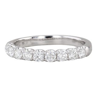 0.61ctw Diamond Wedding Anniversary Band 14k White Gold Stackable Sz 8-8.25 Ring For Sale