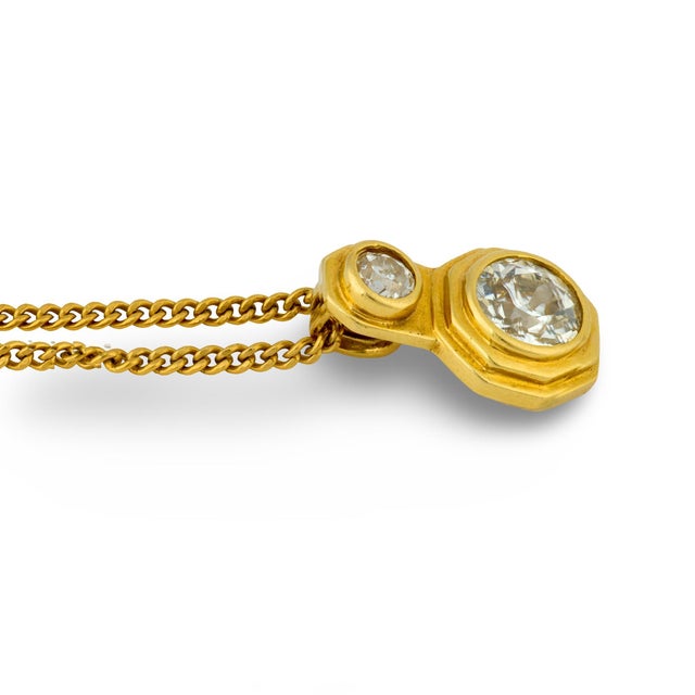 Vintage Diamond 18k and 14k Yellow Gold Necklace For Sale - Image 4 of 6