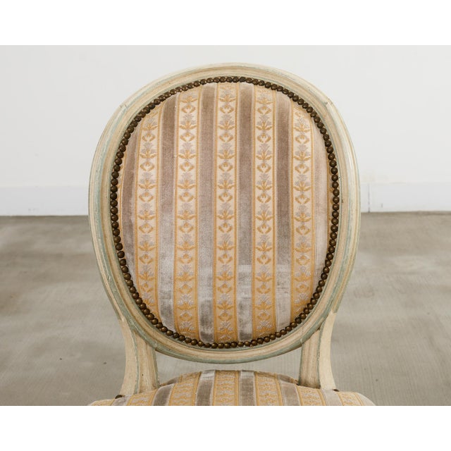 Set of Four French Louis XVI Style Painted Dining Chairs For Sale In Sacramento - Image 6 of 12
