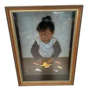 Mid Century Original Girl Shadow Box Art