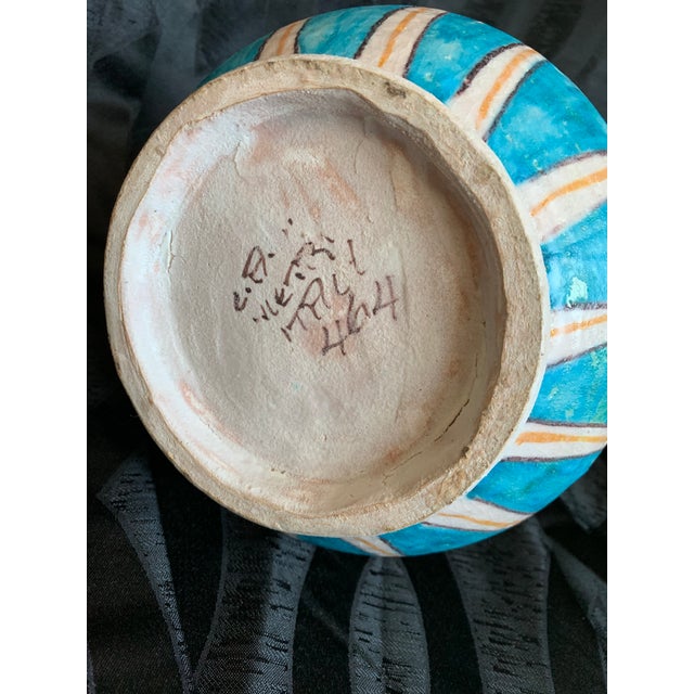 Offered is a very rare Italian pottery vase by famous artist Guido Gambone. This beautiful vase features a lava glaze hand...