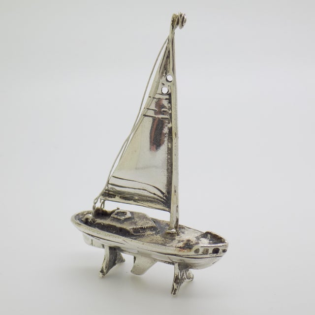 Vintage Italian Handmade Genuine Silver Sailing Ship Figurine, 1980s For Sale - Image 3 of 9