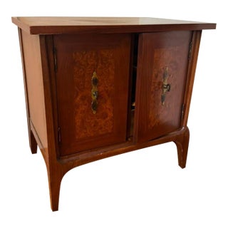 R-Way Mid Century Modern Nightstand With Burl Inlay For Sale