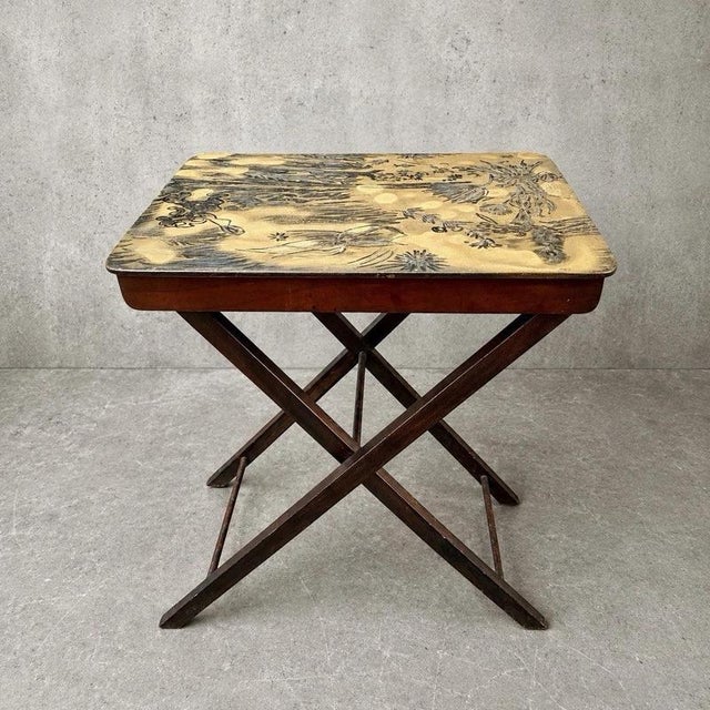 Wood Antique Japanese Chinoiserie Folding Occasional Side Table For Sale - Image 7 of 7