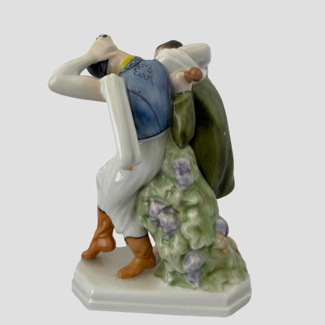 Traditional 1966 Herend Hungary Hand-Painted Porcelain Dancing Musicians Figurine No. 5512 For Sale - Image 3 of 9