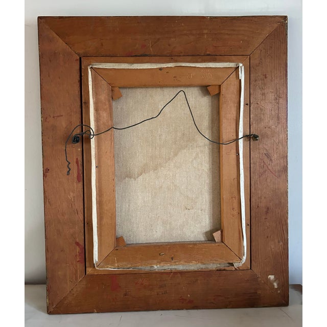 Paint Vintage Original Floral Still Life Oil Painting on Canvas Bright Colors in Vintage Frame For Sale - Image 7 of 7