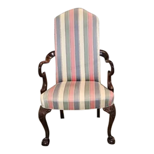 Mid 20th Century Southwood Chippendale Style Mahogany Gooseneck Arm Chair Claw & Ball Legs