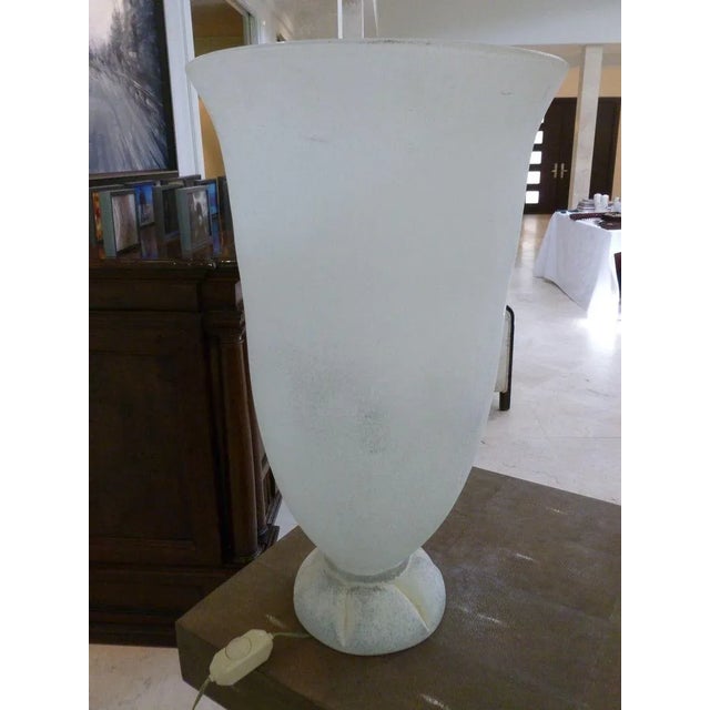 Antique White Late 70's Karl Springer Corroso Seguso Murano Glass Lamp For Sale - Image 8 of 8