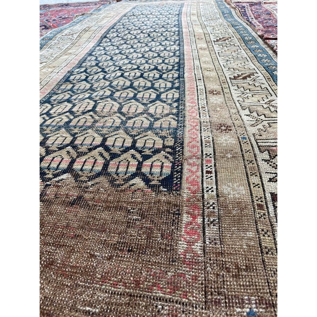 ON HOLD FOR MAGNOLIA NETWORK*** GORGEOUS Antique Caucasian Runner Icy Blue, Soft Beige, Camel, Honey with Blush 3.4 x 8.4 For Sale - Image 15 of 18