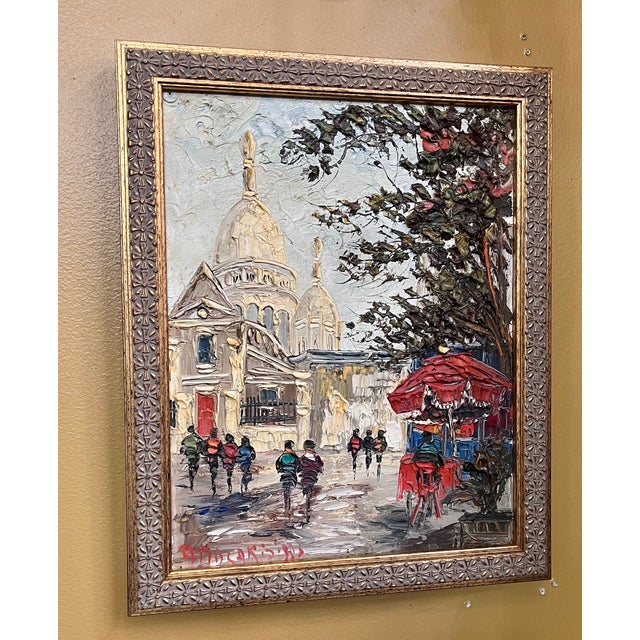 Bring the timeless romance of Paris into your home with this vibrant, highly textured mid-century impasto oil painting...