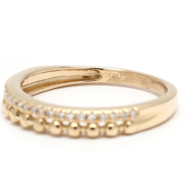 Early 21st Century Beaded 2 Row Band Ring, 14k Yellow Gold, Ring Size 6 For Sale - Image 5 of 6