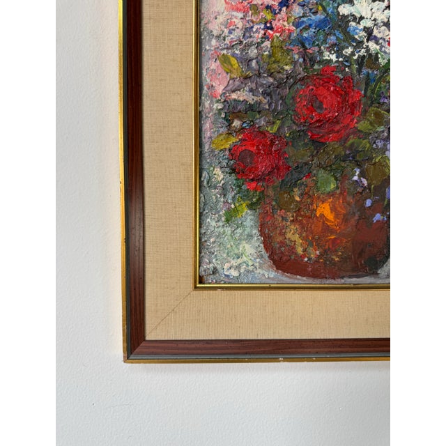 Wood Zaza Meuli (Italian–American, B. 1892) Heavy Oil Impasto Still Life Painting For Sale - Image 7 of 11