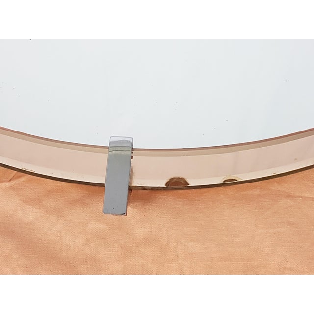 Round Salmon Glass Wall Mirror from Cristal Art, 1960s For Sale - Image 6 of 12
