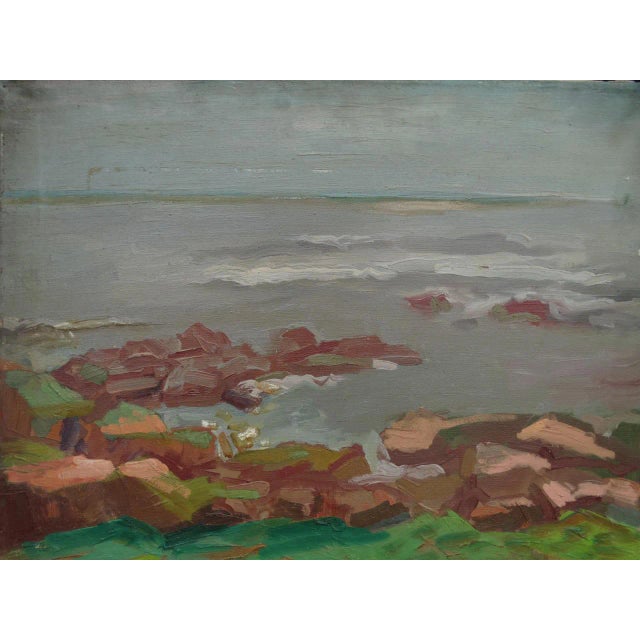 1944 "Rocks Along Shore" Painting by Anders Aldrin For Sale