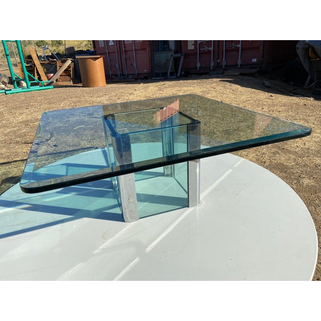 Mid-Century Modern Vintage Mid Century Modern Leon Rosen for Pace Collection Chrome Glass Coffee Table Unmarked For Sale - Image 3 of 18