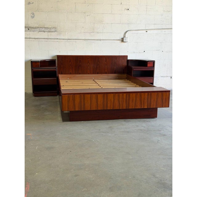 Skovby Queen Platform Bed Frame With Integrated Nightstands Rosewood Denmark 1970s For Sale In Los Angeles - Image 6 of 15