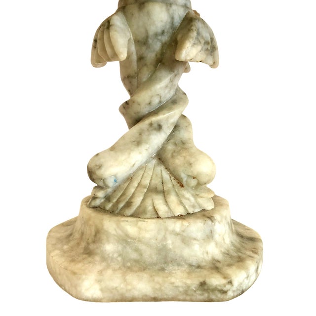 Late 19th Century Antique Italian Carved Alabaster Centerpiece With Grape Clusters and Dolphins For Sale - Image 5 of 14
