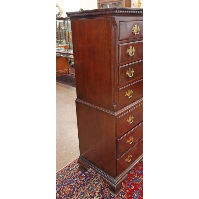 1980s Kindel Furniture Mahogany Dresser Tall Chest High Chest For Sale In New York - Image 6 of 10
