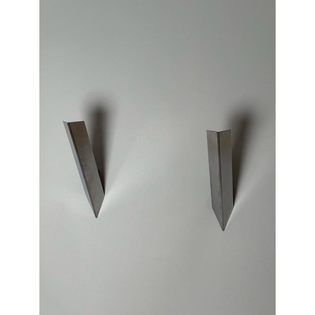 Brown Minimalist Chrome Wall Lights from Kalmar, Austria, 1970, Set of 2 For Sale - Image 8 of 16
