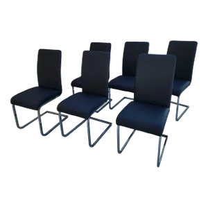 Six Dark Gray Modern Style Dining Chairs