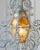 Early 1900s Italian Wrought Iron Lantern Light Green Finish Amber Glasses For Sale - Image 4 of 12