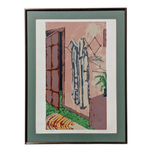 Vintage Serigraph of an Interior "Untitled" and Pencil Signed by the Artist