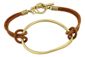 Slane & Slane Fenestra 18k Gold Open Ring Suede Cord Toggle Bracelet
