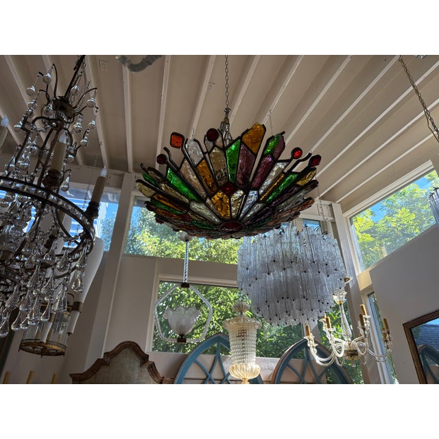 Metal 1960s Italian Brutalist Chandelier by Longobard for Poliarte For Sale - Image 7 of 12