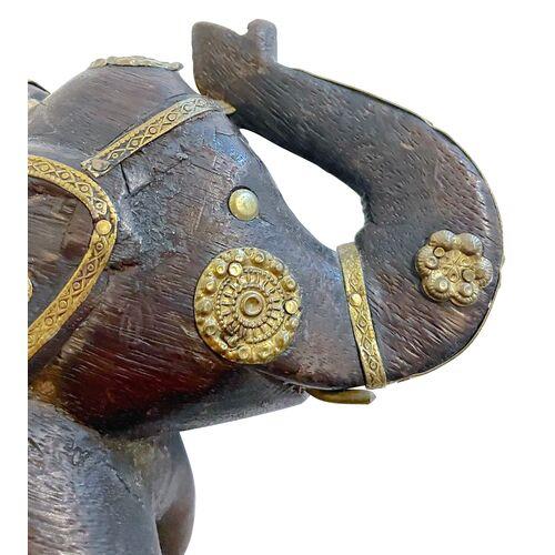 Wood Vintage India Elephant Sculpture Figurine For Sale - Image 7 of 9