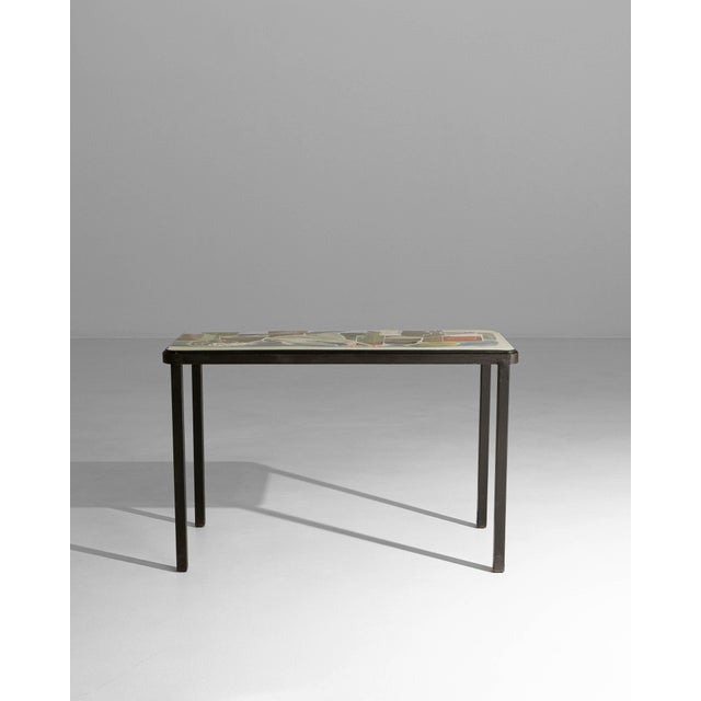 Black 20th Century Italian Metal Coffee Table with Artistic Enamel Top For Sale - Image 8 of 18