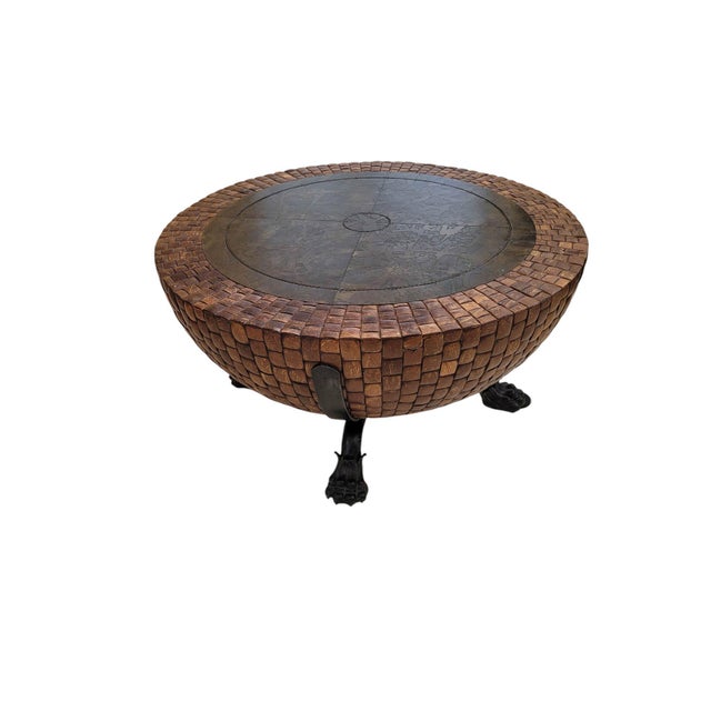 Exceptional Kreiss Collection “Nairobi” drum cocktail table, dating to the late 1990s–early 2000s and exemplifying the...