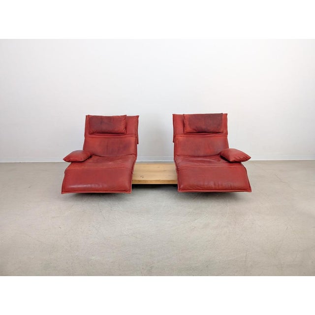 Free Motion 2-Seater Sofa in Oak and Red Leather from Koinor For Sale - Image 9 of 18