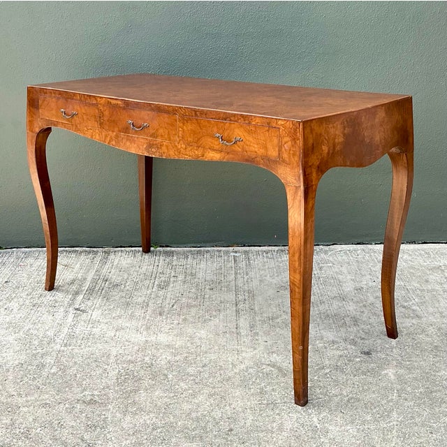 Vintage Italian Burl Wood Writing Desk For Sale - Image 11 of 12