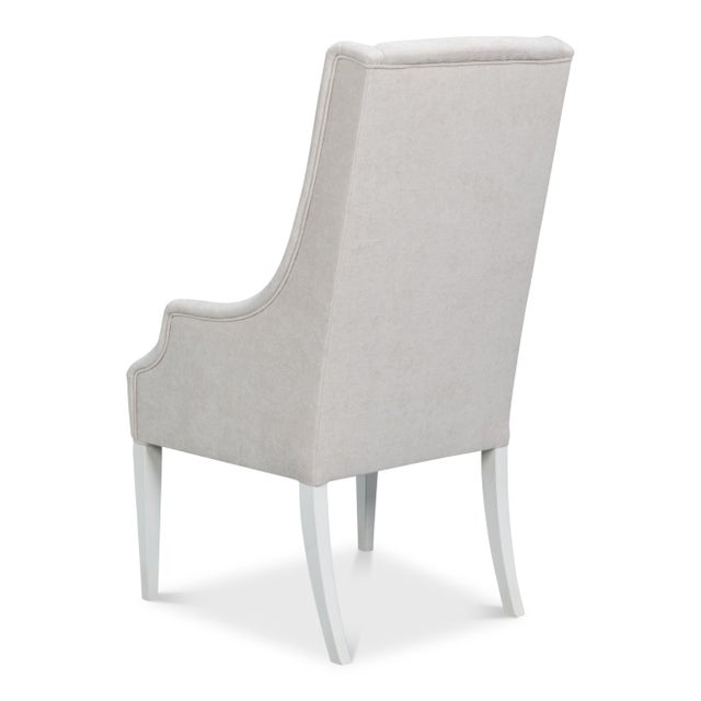 Upholstered Host Dining Chair in Ivory Chenille For Sale - Image 4 of 11