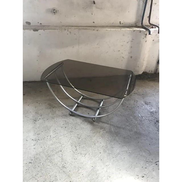 1960s Italian Bauhaus Style Coffee Table in Smoked Glass, 1960s For Sale - Image 5 of 8