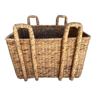 Vintage Extra Large SeaGrass Handled Basket For Sale