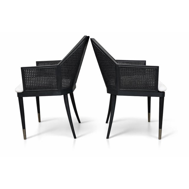 Modern Cane Dining Chairs From McGuire/Baker Furniture, Milling Road Collection For Sale - Image 3 of 7