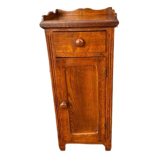 Antique Farmhouse Style Solid Wood Narrow Bedside Cabinet For Sale