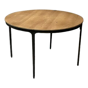 Contemporary, Brutalist, Round Center Table, Elm, Metal