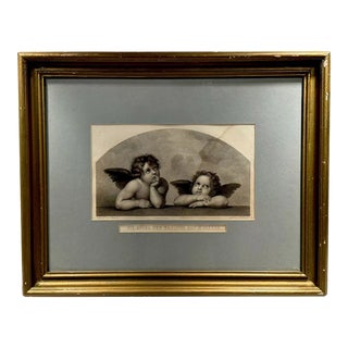 19th Century Engraving of Raphael’s Angels by Moritz Steinla, Framed For Sale
